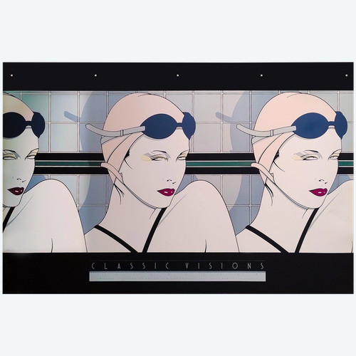 Litografia originale degli anni '70 di Patrick Nagel "Nuotatori", splendida e rara.