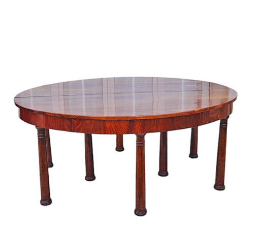 Très Grande Table à Bandeau 8 Pieds Colonne époque Empire