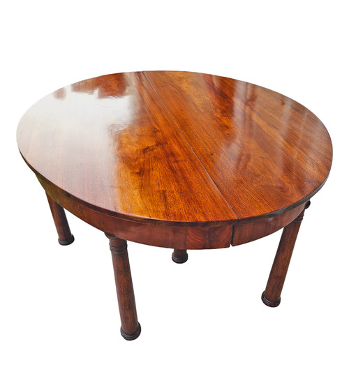 Très Grande Table à Bandeau 8 Pieds Colonne époque Empire