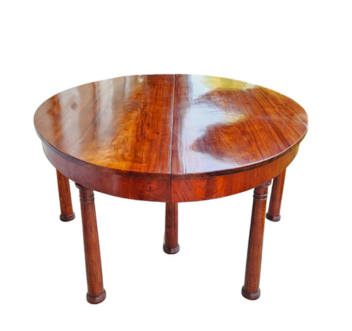 Très Grande Table à Bandeau 8 Pieds Colonne époque Empire