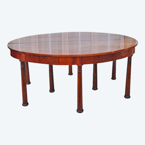 Très Grande Table à Bandeau 8 Pieds Colonne époque Empire