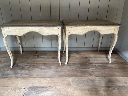 Louis XV 2-drawer writing table (pair), late 19th century patina