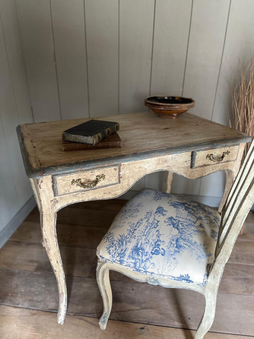 Louis XV 2-drawer writing table (pair), late 19th century patina