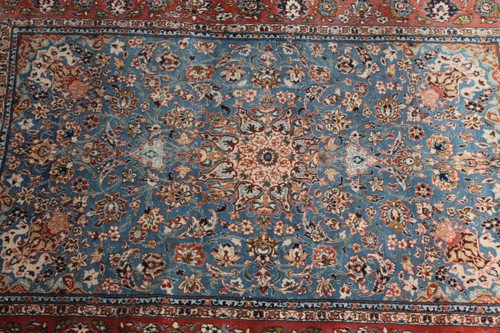 Sumptuous Persian Isfahan rug extra fine wool . mid-20th c. 210 x 55 .