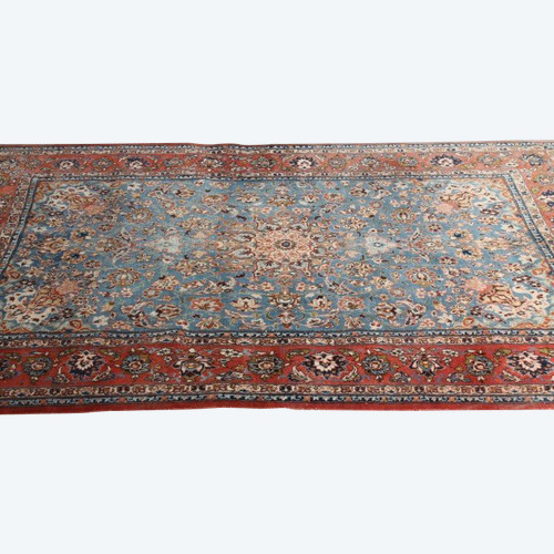 Sumptuous Persian Isfahan rug extra fine wool . mid-20th c. 210 x 55 .