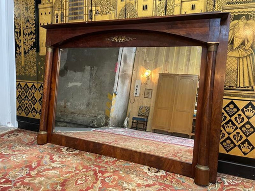 Mirror - Empire period trumeau in mahogany