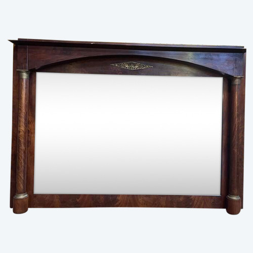 Mirror - Empire period trumeau in mahogany