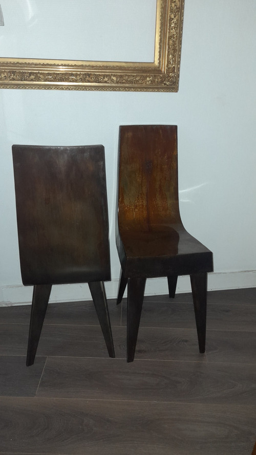 Paire de chaises métal  par Morisset Pascal circa 80/90