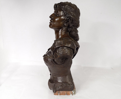 Scultura in bronzo Georges Van Der Straeten Busto di donna Belle Epoque Paris XIXè