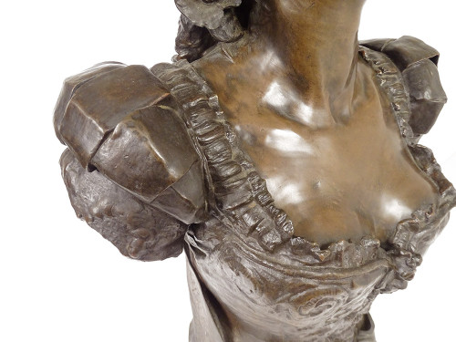 Scultura in bronzo Georges Van Der Straeten Busto di donna Belle Epoque Paris XIXè