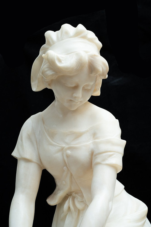 Ancienne Sculpture Française En Albâtre Napoléon III. Epoque 19ème Siècle.