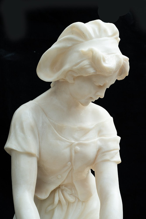 Ancienne Sculpture Française En Albâtre Napoléon III. Epoque 19ème Siècle.