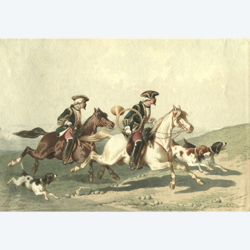 Aquarelle de Theodore FORT (1810-1896) Cavalerie - Dessin original ancien