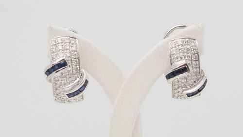 White gold, sapphire and diamond earrings