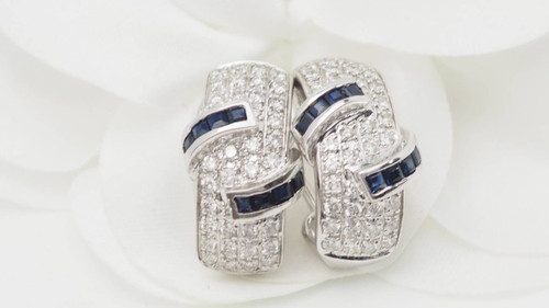 White gold, sapphire and diamond earrings