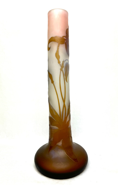 Gallé Vase Decorated With Orchids And Ferns