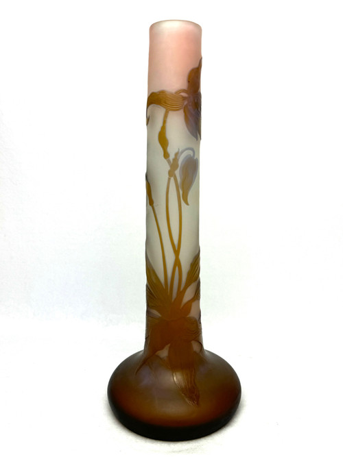 Gallé Vase Decorated With Orchids And Ferns