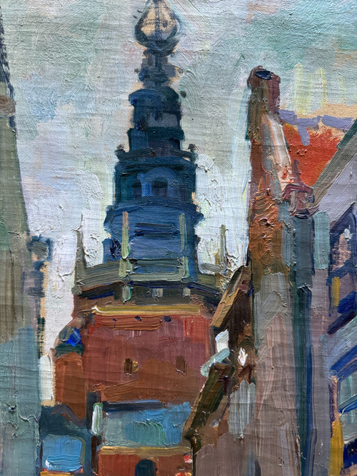 Isidore Opsomer (1878-1967) - Leiden, The Town Hall Tower, 1918