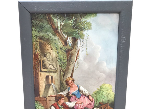 Set of three 19th century earthenware paintings