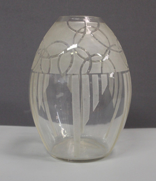 Art Deco Vase with Geometric Decor by Georges Chevalier