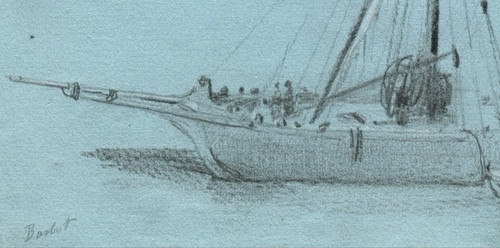 Prosper Barbot (1798-1878) Felucca sul Nilo - Vecchio disegno originale