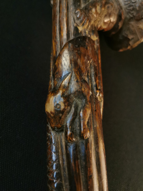 Bestiary and Hunter Folk Art Cane