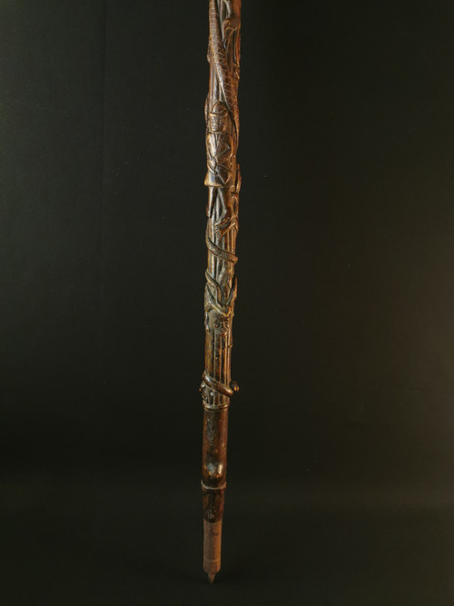 Bestiary and Hunter Folk Art Cane