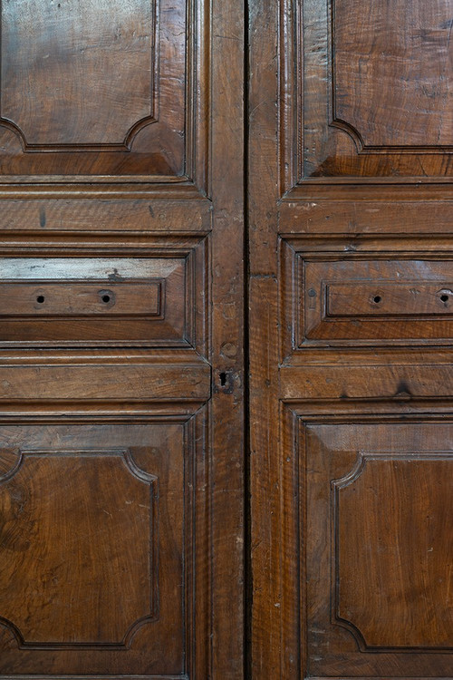 Antique Louis XIV Neapolitan Wall Cabinet in Solid Walnut. 18th Century Period.