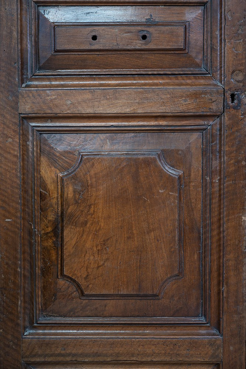 Antique Louis XIV Neapolitan Wall Cabinet in Solid Walnut. 18th Century Period.