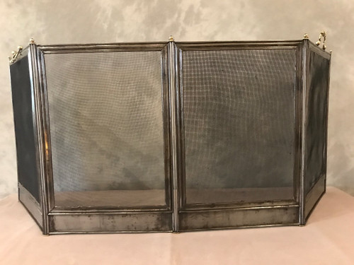 Antique iron fireplace screen from the 19th century