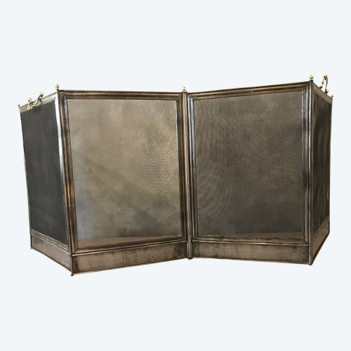 Antique iron fireplace screen from the 19th century