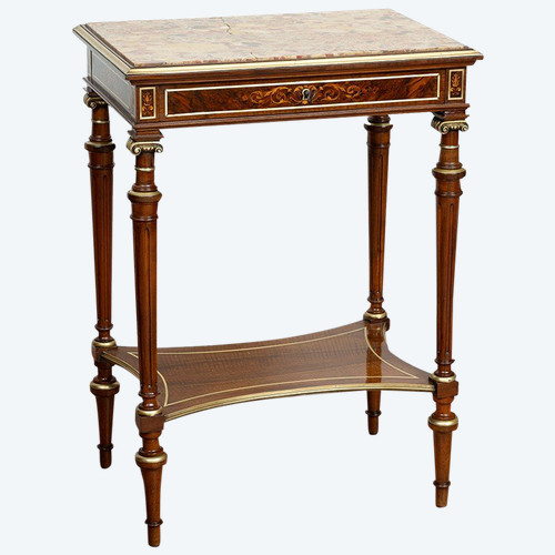 Ancienne Table Basse Française Napoléon III En Acajou, époque 19ème Siècle.