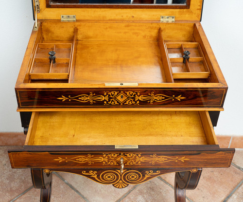 Antique Charles X work table, early 19th century.