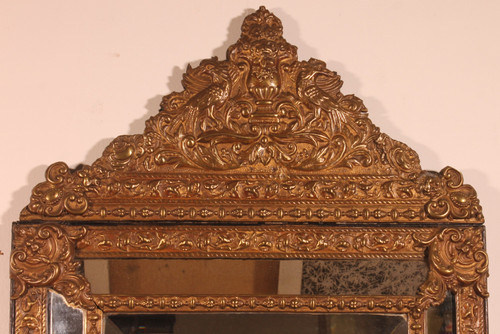 Pareclose Mirror With Sculpted Coper From The 19th Century From France