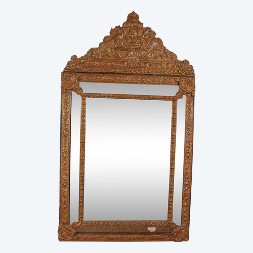 Pareclose Mirror With Sculpted Coper From The 19th Century From France