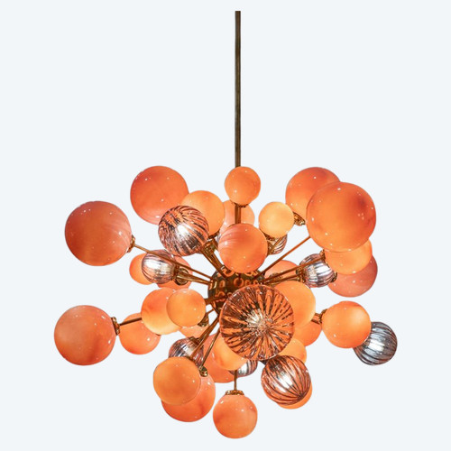 Grand lustre de style Spoutnik en verre de Murano. Travail contemporain. LS57993856T