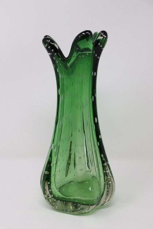 Emerald Green Murano Vase, Italy 1960s