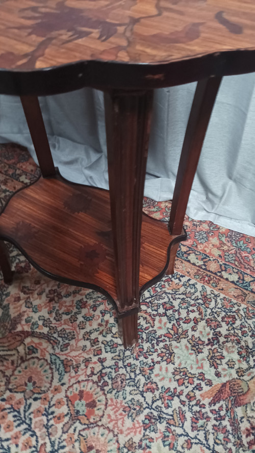 Art Nouveau marquetry pedestal table