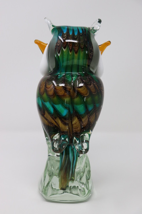 sculpture de hibou en verre de Murano