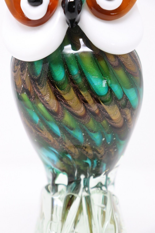 sculpture de hibou en verre de Murano