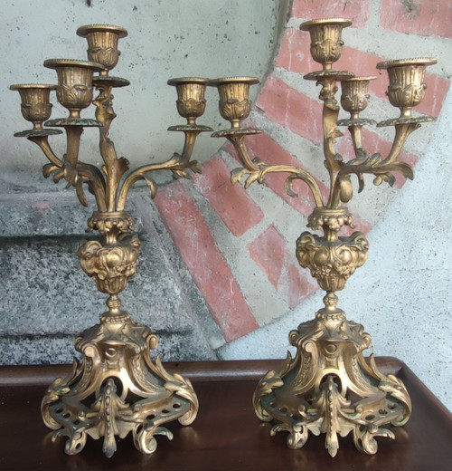 Pair of candelabra Louis XV candlesticks 18th century