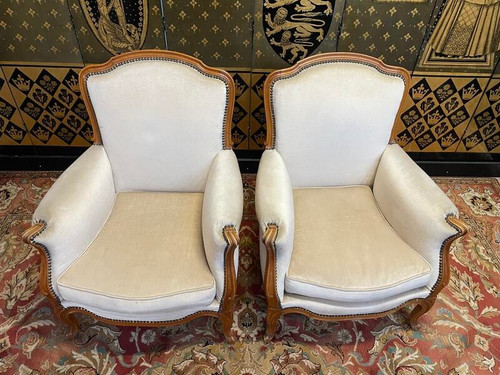 Pair of Louis XV style armchairs - bergères