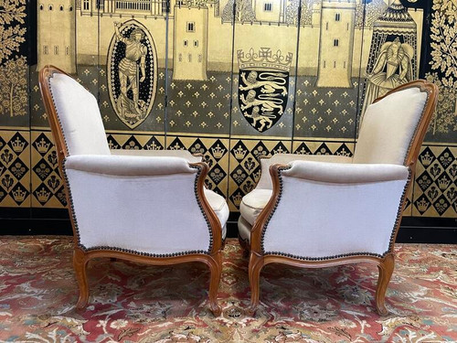 Pair of Louis XV style armchairs - bergères