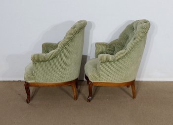  Pair of so-called Crapaud armchairs, Napoleon III period - Mid-19th century