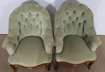  Pair of so-called Crapaud armchairs, Napoleon III period - Mid-19th century