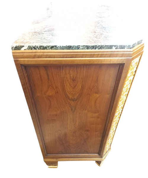 Art Deco Curved Chest of Drawers in Rosewood and Gilded Wood