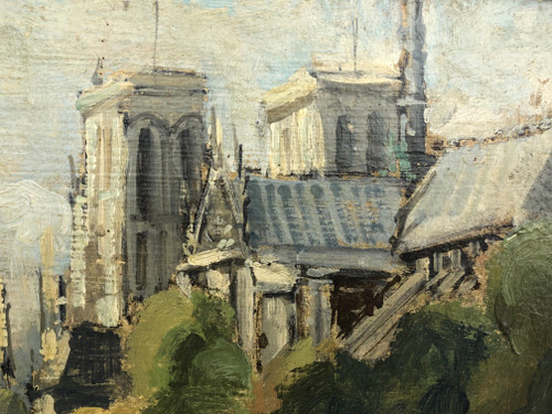 Vintage painting "Notre Dame de Paris"