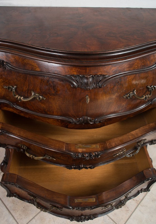 Commode Ancienne De Style Louis XV époque Vénétie 20ème Siècle.