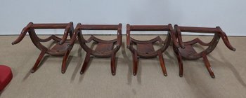  Suite of four Mahogany Gondola Chairs, Restoration period - 1st part of the 19th century