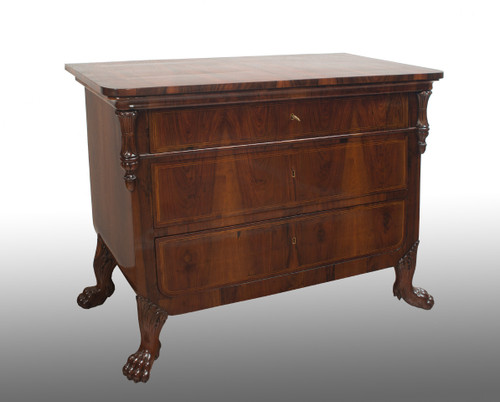 Antique Chest of Three Drawers in Walnut from the 19th Century Lucca (Italy)